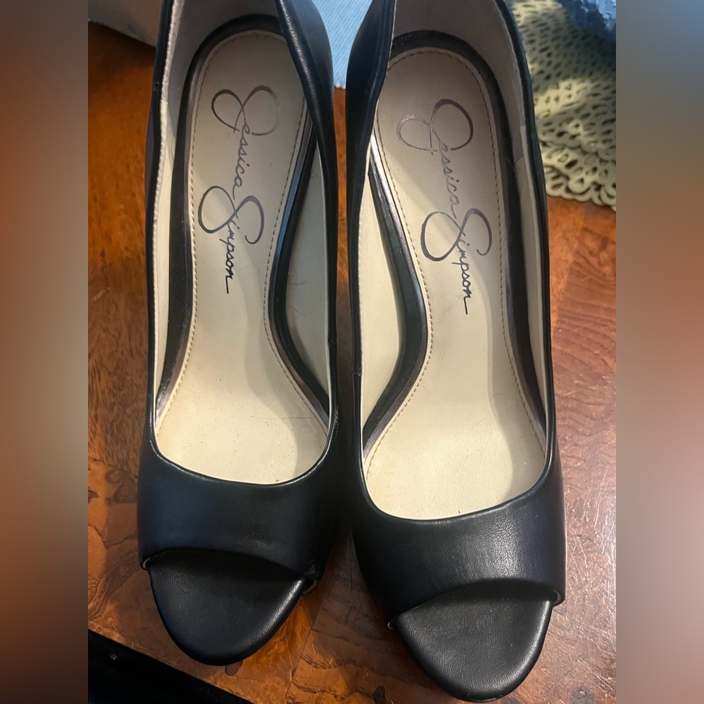Jessica Simpson wedges black cork wedges